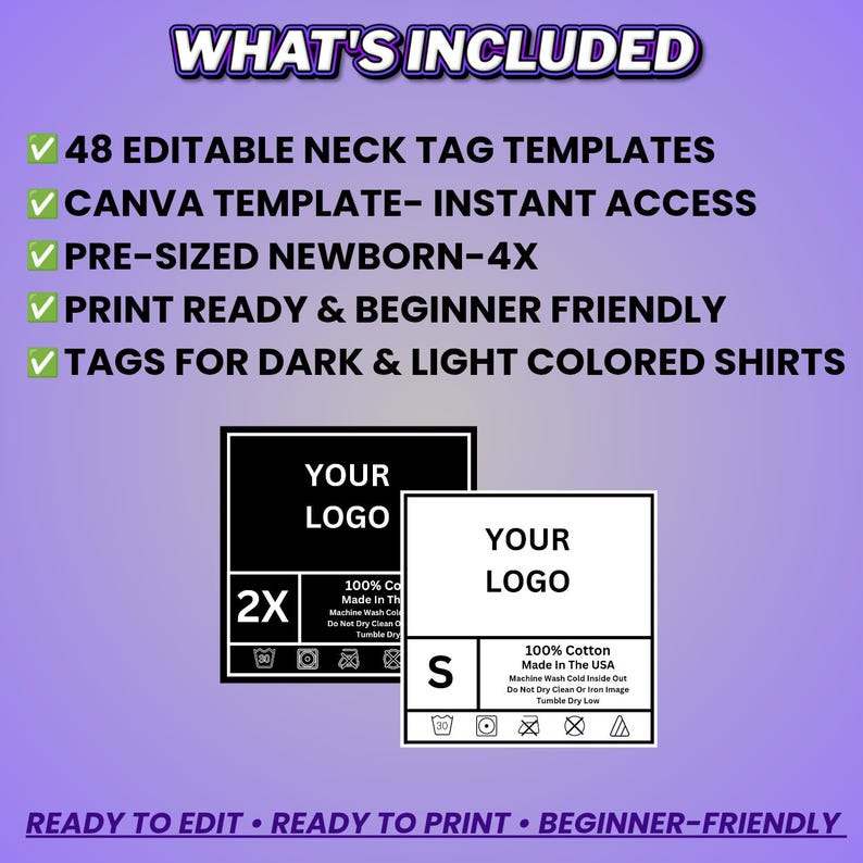 48 Neck Tag Templates Canva, Clothing Label Template Bundle NB-4X ...
