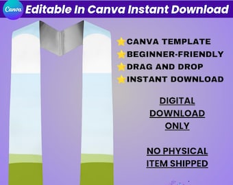 Graduation Stole Mockup Canva Template, Blank Grad Stole Drag & Drop Display, Editable Stole Mockup for Crafters, Digital Download