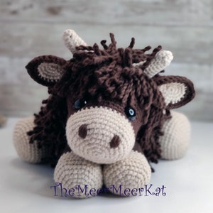 Alleen pdf-patroon gehaakt hooglandkoe amigurumipatroon