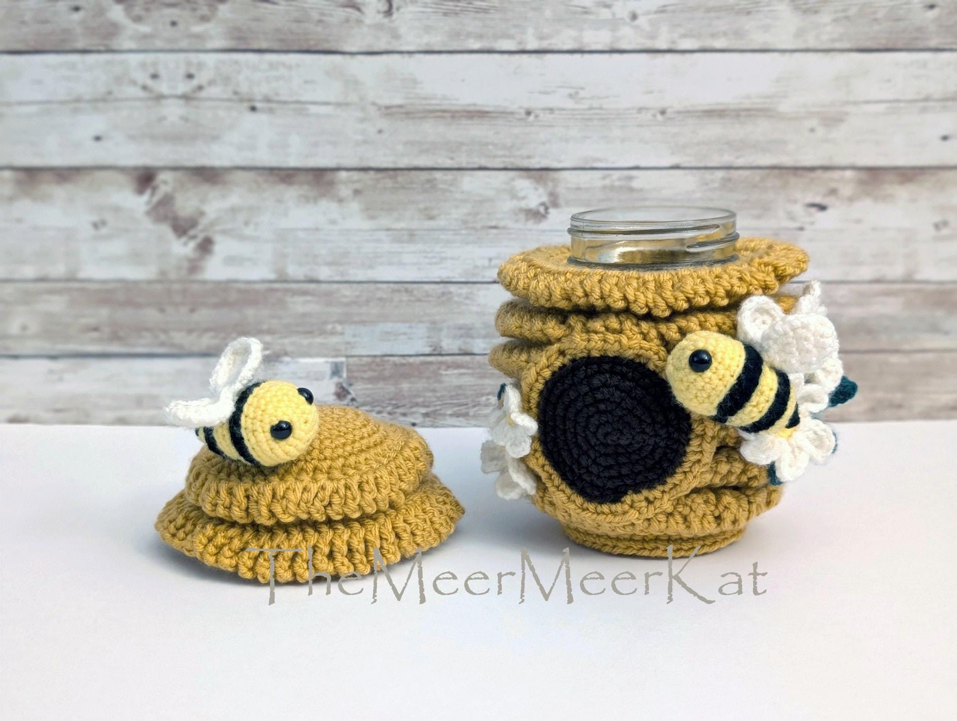 Beehive Stash Jar crochet pattern mason jar cover