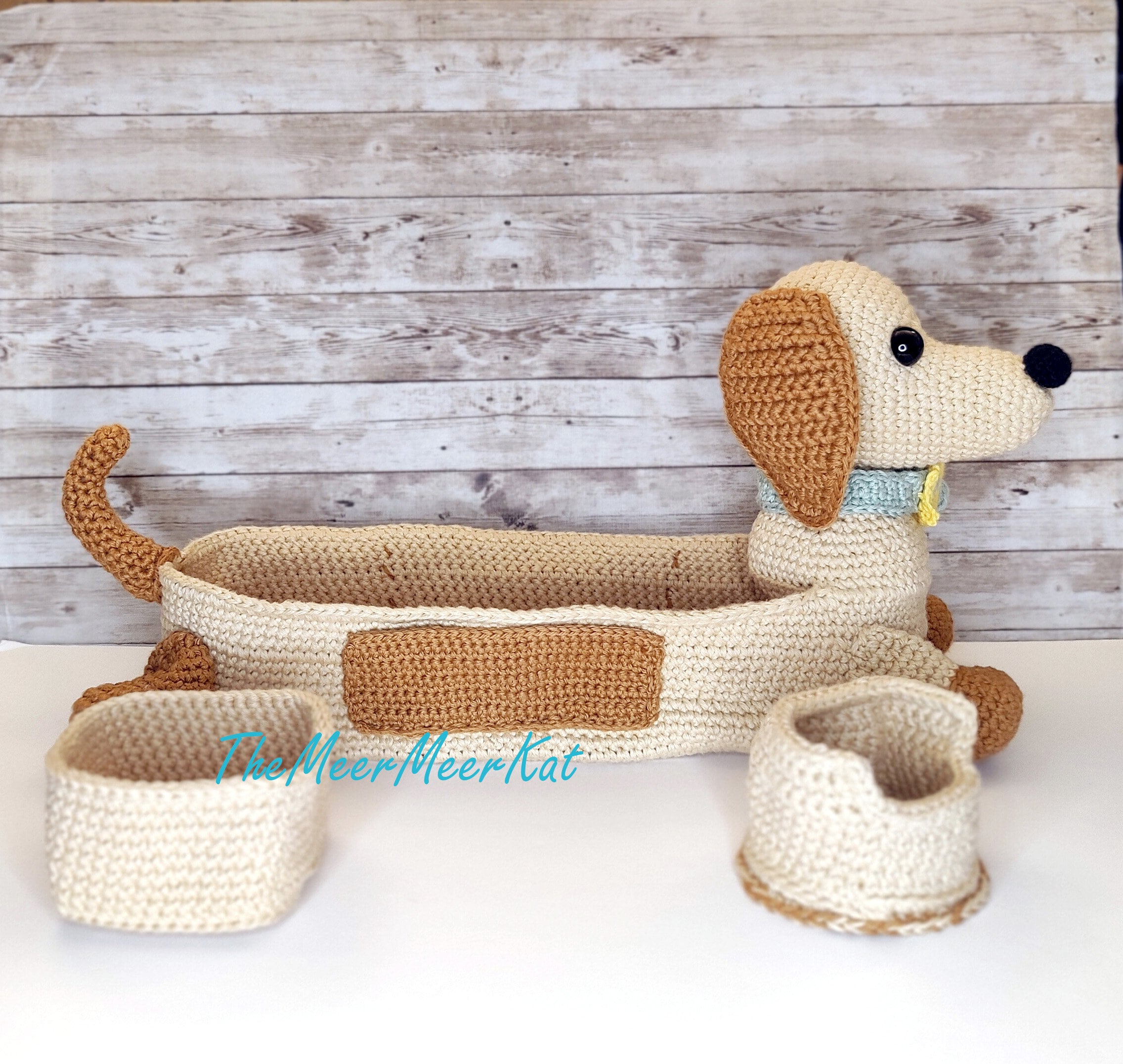Doxie Dog Organizer Dachshund Basket Crochet Pattern PDF Etsy