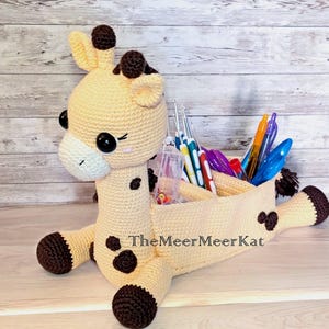 Crochet Giraffe Desk Organizer Pen Hook Holder Basket amigurumi pattern PDF only