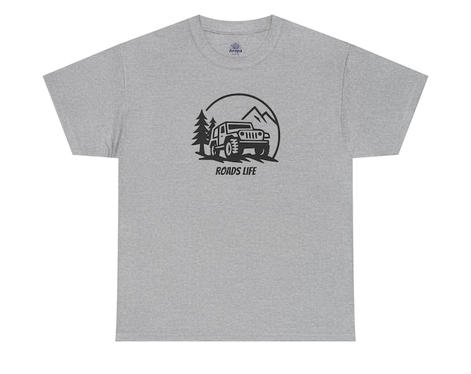 Off-Road Jeep Illustration Tee | Adventure Mountains, Trees, Roads Life