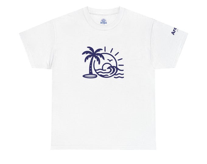 Arepa Life Tropical Sunset Tee, Beach T-Shirt, Summer Chill Tee, Vacation Vibes Shirt, Unisex Graphic Tee, Gift for Beach Lovers