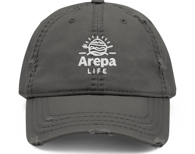 Arepa Life Distressed Dad Hat with Arepa Life Embroidery | Casual Style Cap for Foodies,Trendy Accessories, Summer Vibe Hat