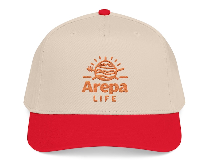 Arepa Life embroidered sun logo Mid Profile Baseball Cap | Foodie, Latin street food