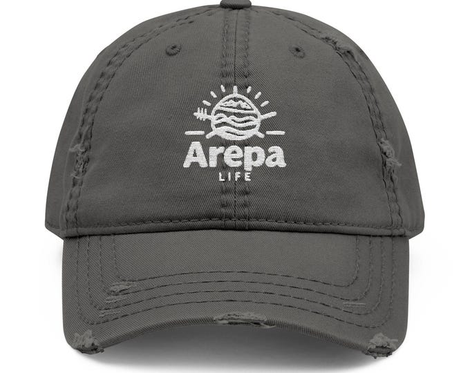 Arepa Life Distressed Dad Hat with Arepa Life Embroidery | Casual Style Cap for Foodies,Trendy Accessories, Summer Vibe Hat