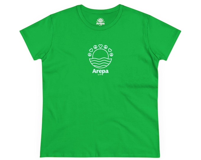Women's Tee Arepa Life Women's Tee, Vibrant Green Cotton Shirt for Lovers, Casual Daywear