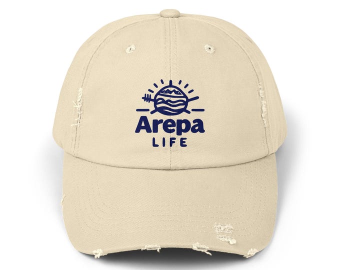Arepa Life Cap | Distressed Baseball Hat, Arepa Logo Embroidered