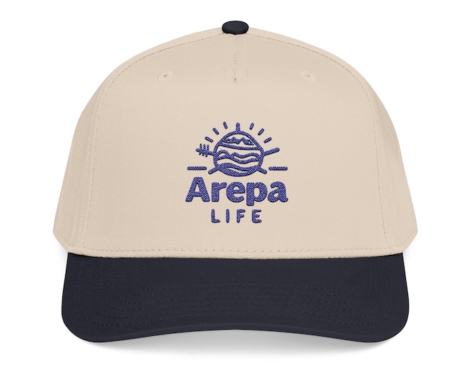 Arepa Life sun logo Mid Profile Baseball Cap | embroidered two-tone hat