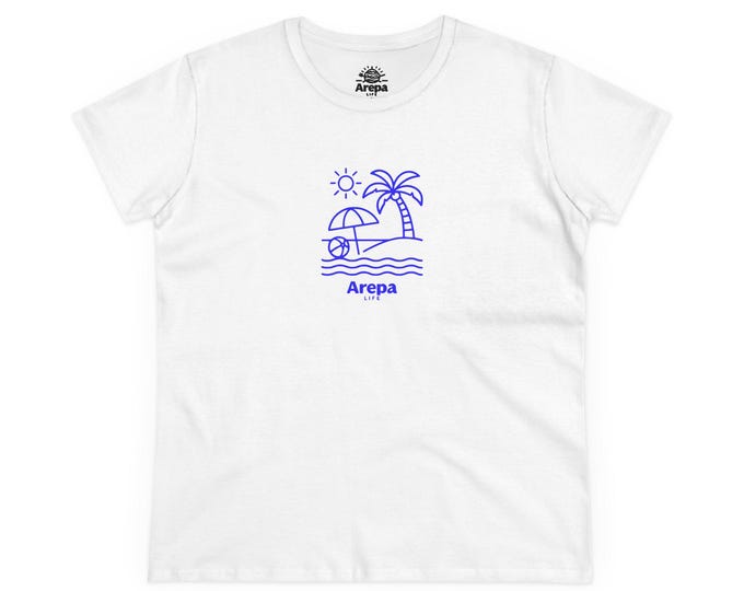 Women's Casual Beach Tee - Arepa Shirt, Vacation Outfit, Summer Top, Gift for Her, Tropical Vibes