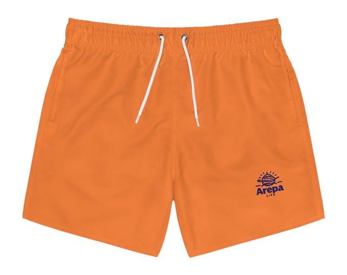 Arepa Life Vibrant Beach Swim Trunks, Summer Swimwear, Vacation Shorts, Pool Party Attire, Beach Day Essentials