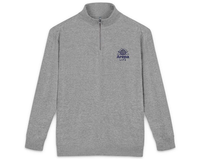 Mountain Lake Cabin Embroidery Pullover | Half-Zip Fleece