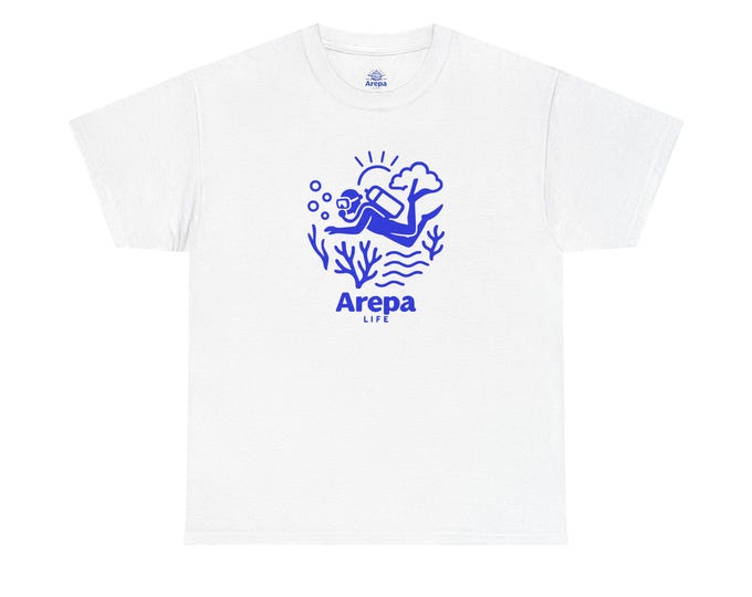 Arepa Life Unisex Heavy Cotton Tee, Casual Graphic Shirt, Summer Outfit, Gift for Divers, Beachwear