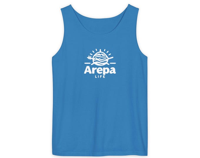 Arepa Life Unisex Garment-Dyed Tank Top | Relaxed Summer Vibe | Perfect for Festivals, Beach Days, or Casual Outings