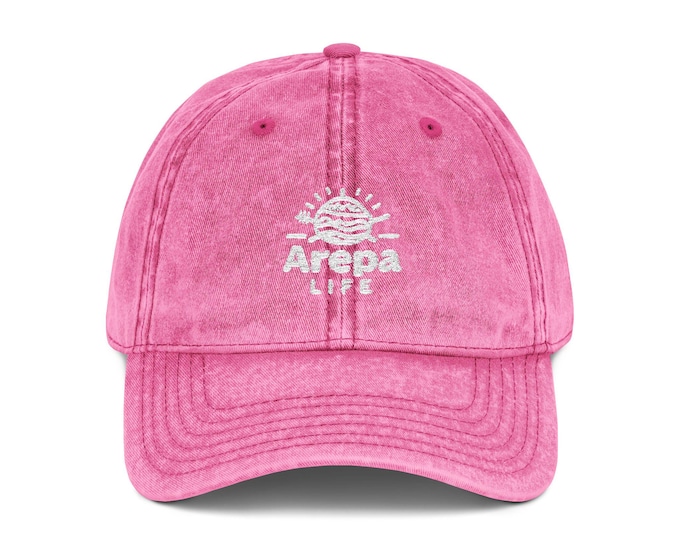 Arepa Life Life Cap | Vintage Embroidered Pink Baseball Hat