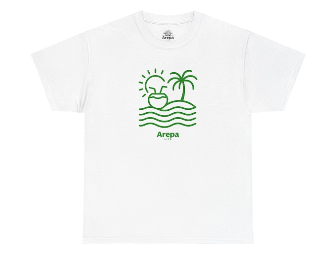 T-Shirt with Arepa Design, Casual Summer Tee, Beach Vibes Shirt, Gift for Food Lovers, Unisex Graphic Tee
