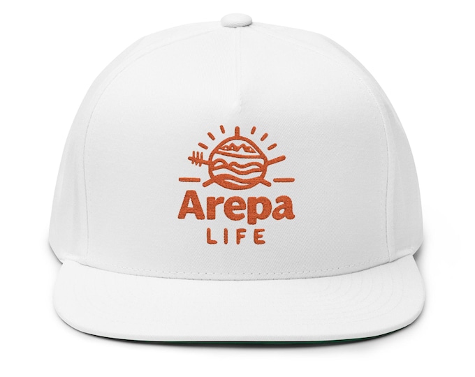 Arepa Life embroidered sun logo Flat Bill Cap | Snapback hat