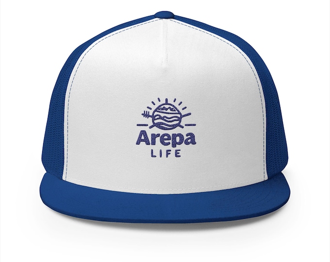 Arepa Life logo Trucker Cap | Embroidered Mesh Snapback