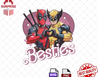 Deadpool & Wolverine Besties PNG SVG, Superhero X-Men (Digital File)