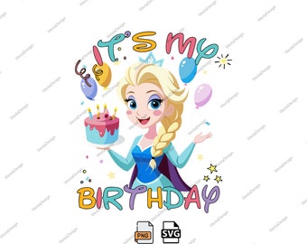 Urodziny Elsy PNG SVG, motyw Krainy Lodu (pobranie cyfrowe)