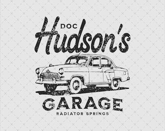 Doc Hudson Garage SVG, Cars Movie PNG, Diseño de sublimación (Archivo digital)