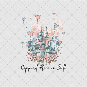 Happiest Place Castle Floral PNG SVG, Family Vacation Shirt (Digital Download)