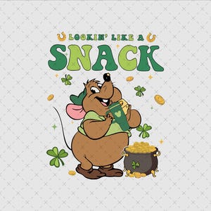 Gus Gus Mouse png, Cinderella Png, St.Patricks Day, Tumbler, Cute, Princess, Snack svg, Clover, Lucky, SVG, PNG Digital Download File