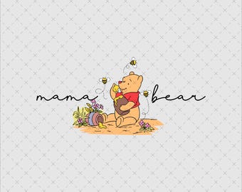 Winnie the Pooh Mama Bear PNG SVG, regalo per la festa della mamma (file digitali)