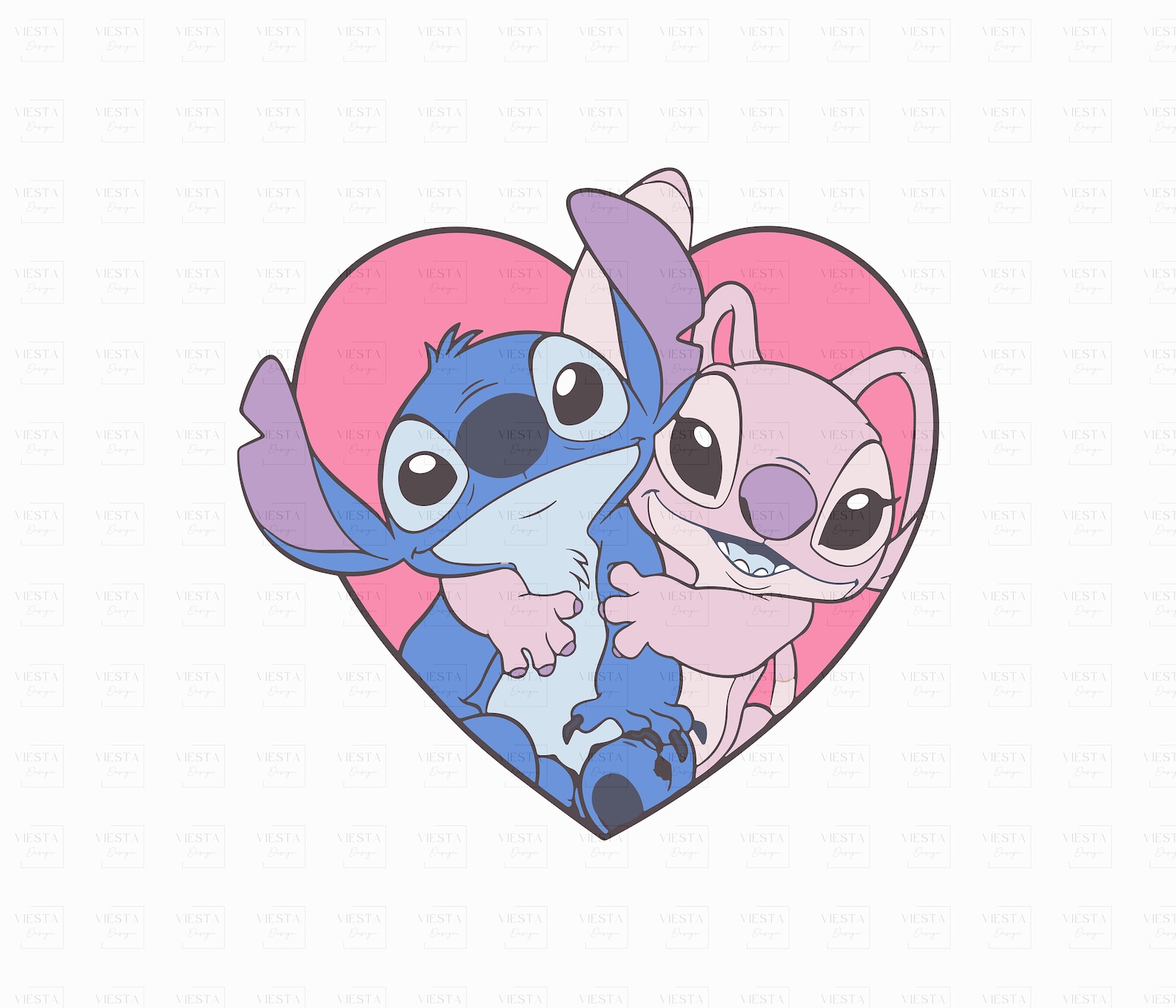 Stitch and Angel Clipart Png, Watercolor Files, Digital Download ...