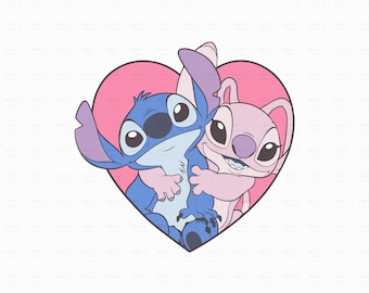 Stitch y Ángel Acuarela Clipart PNG SVG (Descarga digital)