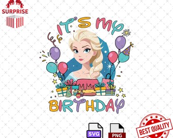 Het is mijn verjaardag Elsa PNG SVG, Frozen Birthday (digitale bestanden)