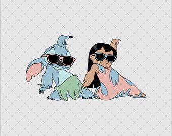 Stitch Watercolor Clipart, PNG, SVG (Digital Download)