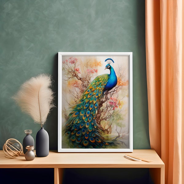 Blossoming Splendor Peacock HD Print - Floral Symphony - Vivid Feather Art - Nature's  Masterpiece - 6 Different Sizes