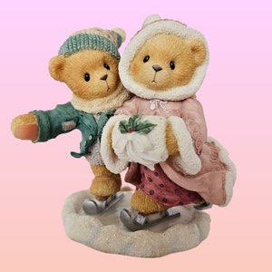Vintage Cherished Teddies 1998 Keith & Deborah &quot;The Holidays Are Twice As Ice&quot;, Vintage Cherished Teddies Bear Couple Skiing Figurine, Bears