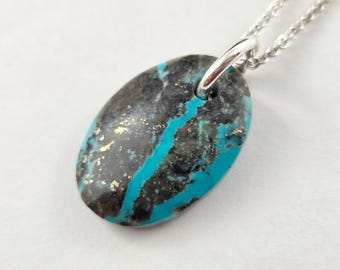 Colgante de turquesa, collar de plata de ley con cabujón de turquesa, collar de plata de ley con turquesa, collar de plata con turquesa, turquesa