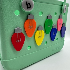 Christmas Lights Bogg Bag Charms • 7 Merry Colors • Secure Screw-On Backing + Tool