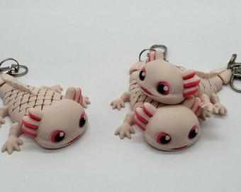 Multicolor Articulating Axolotl Keychain: Fun Fidget Toy