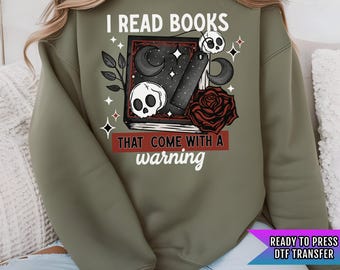 Books With A Warning DTF Transfers Ready For Press, Book Lover Dtf Prints, Direct To Film, Heat Press Transfers, Book Transfer, I Read Books