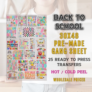 Back to School Gang Sheet, First Day of School Premade Gang Sheet, Teacher DTF Transfer, DTF Transfer Ready For Press, Teacher Transfers