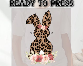 Bunny Leopard Easter DTF Transfer, DTF Transfer Ready For Press, Bunny Transfer, Leopard Bunny Heat Transfer, Ready For Press Heat Transfers