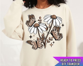 Floral Butterflies DTF Transfer Ready For Press, Butterfly Dtf Print, Direct To Film, Butterfly DTF Transfer, Heat Press Transfer, Flowers