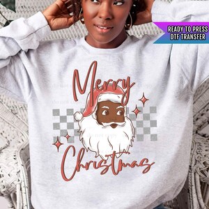 Merry Christmas DTF Transfer Ready For Press, Merry Christmas DTF Print, Heat Press Transfer, Direct To Film, Black Santa Claus Dtf Transfer