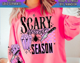 Scary Movie Season DTF Transfer Ready To Press, Halloween Night Dtf Print, Heat Press Transfer, Horror Movie, Direct To Film Custom Transfer