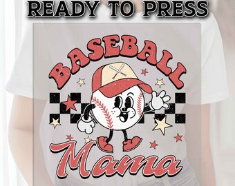 Baseball Mama DTF Transfers, DTF Transfer Ready For Press, Heat Press Transfer, Ready For Press, Direct to Film, DTF Prints, Baseball Dtf