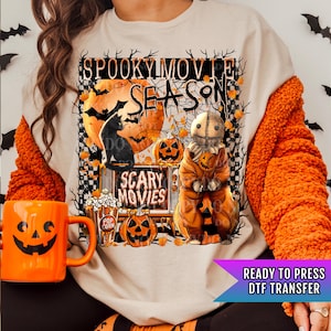 Spooky Movie Season DTF Transfer, Halloween DTF Transfer Ready For Press, Horror DTF Print, Halloween Heat Press Transfer, Scary Movies Dtf