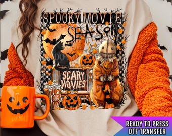 Spooky Movie Season DTF Transfer, Halloween DTF Transfer Ready For Press, Horror DTF Print, Halloween Heat Press Transfer, Scary Movies Dtf