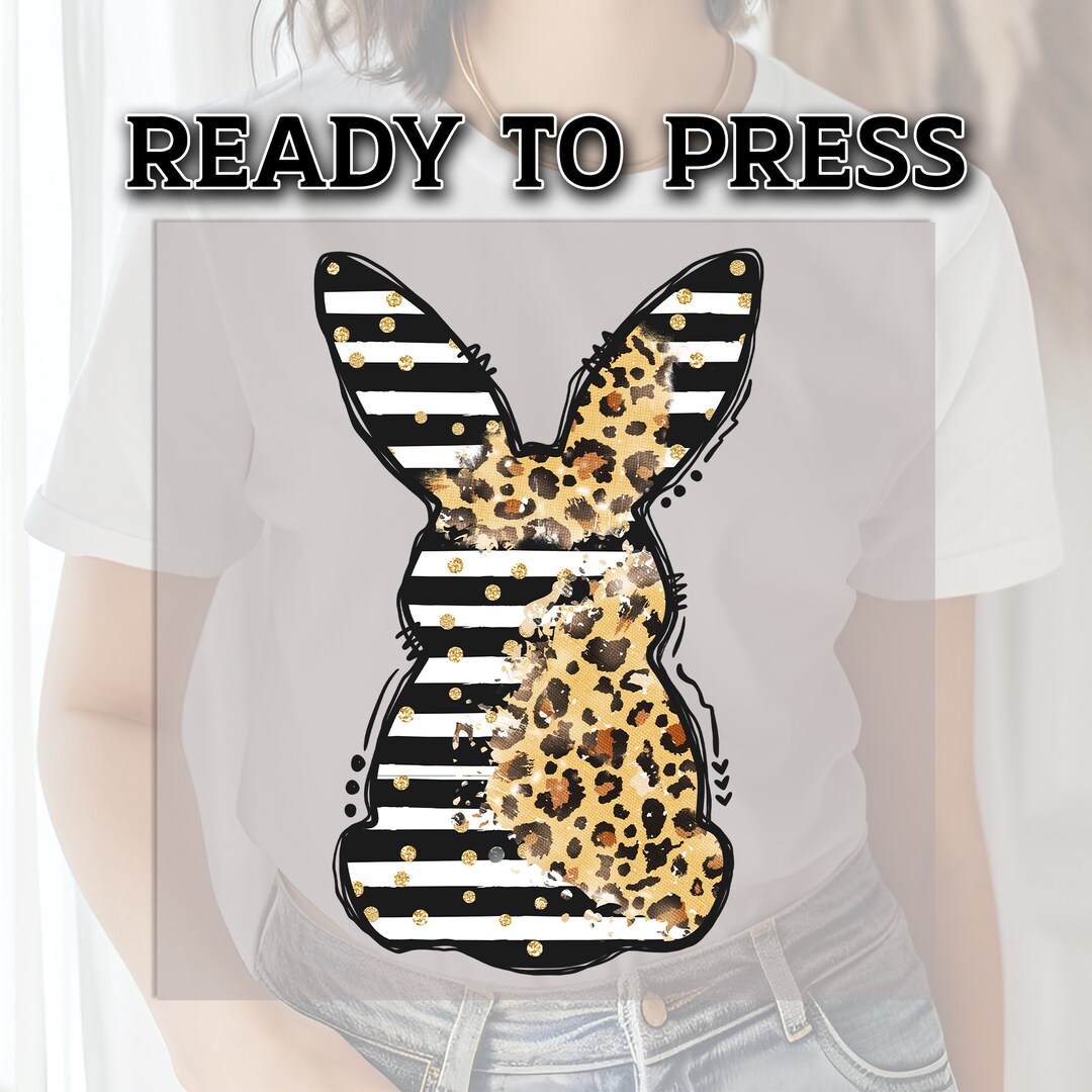 Easter Bunny DTF Transfer, DTF Transfer Ready for Press, Heat Press Transfer, Leopard Bunny Heat