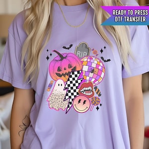 Halloween DTF Transfer, Retro Checker Halloween DTF Transfer Ready For Press, Horror DTF Print, Heat Press Transfer, Direct to Film Transfer