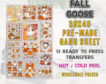 Fall Goose Gang Sheet, Fall DTF Transfers, Fall Goose DTF Transfer Ready For Press, Fall DTF Ready to Press, Tshirt Design, Cute Prints, Dtf